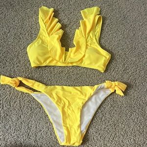 Yellow ruffle bikini set